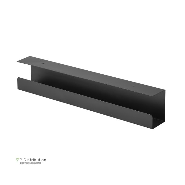Cablio cable tray and power strip holder, Black