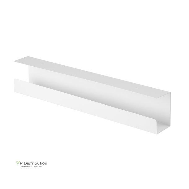 Cablio cable tray and power strip holder, White