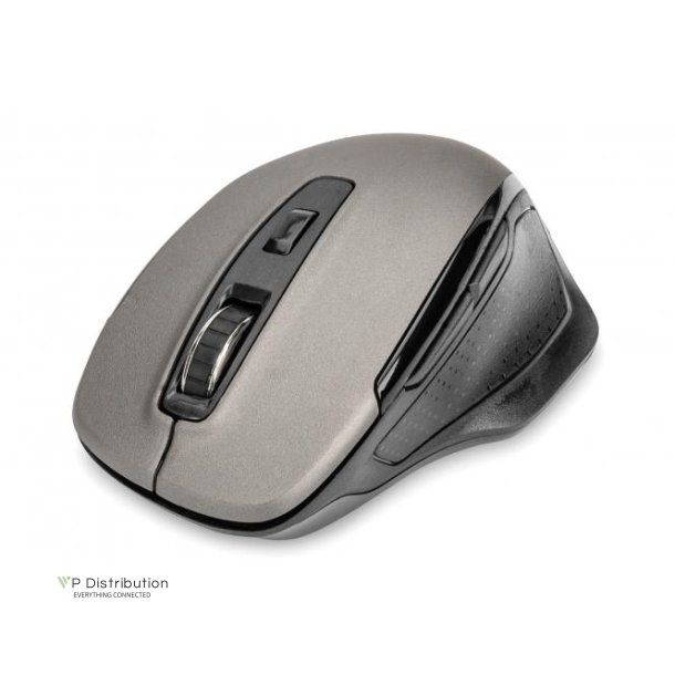 Digitus Wireless Ergonomic Optical Mouse 6D, 2.4 GHz 800/1000/1600 dpi, black-grey