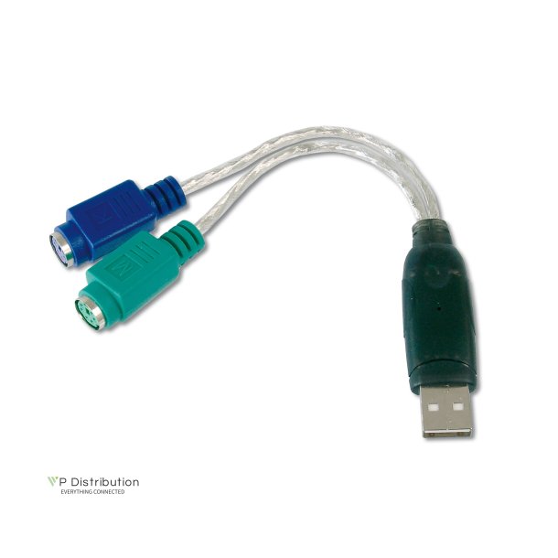Digitus USB to PS/2 Adaptor, 2 X Mini-Din 6/F, USB A/M