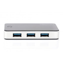 Digitus USB 3.0, 4-port HUB, 4xUSB A/F,1xUSB M/F Cable AM-AM 1.2M, incl. Power Supply 5V 3,5A, bl