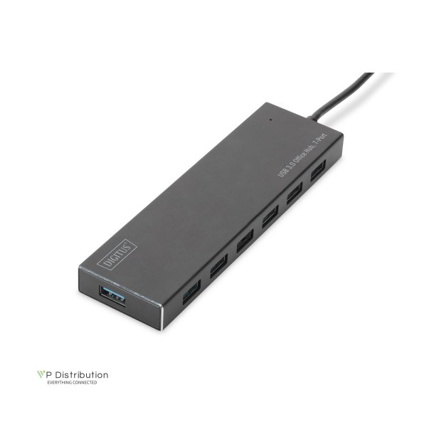 Digitus USB 3.0 Hub, 7-port Incl. 5V/3,5A power supply, Aluminium housing