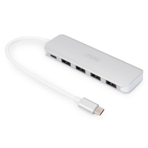 Digitus 4-Port USB-C HUB + PD 4x USB 3.0, 1x PD Charging, silver
