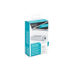 Digitus USB 2.0 Type-C 3-Port HUB &amp; Fast Ethernet LAN 3x USB A/F, 1x RJ45 Lan, Chipset: FE1.1S/RTL8152B