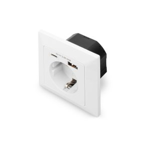 Digitus Wall Outlet 1x Safety Outlet,1x USB,1x Type C 5 V 2.8 A, Input: AC 250V 50Hz, RAL 9003