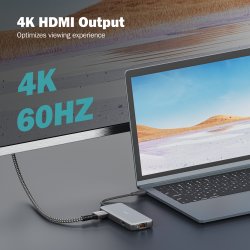 USB-C Docking Station, 7-Port, 1x HDMI 3x USB 3.2 Gen 2, 1x RJ45, 1x SD,1x MicroSD, 1x PD