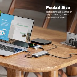 USB-C Docking Station, 7-Port, 1x HDMI 3x USB 3.2 Gen 2, 1x RJ45, 1x SD,1x MicroSD, 1x PD