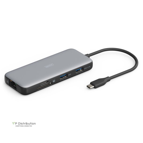 USB-C Docking Station, 7-Port, 1x HDMI 3x USB 3.2 Gen 2, 1x RJ45, 1x SD,1x MicroSD, 1x PD