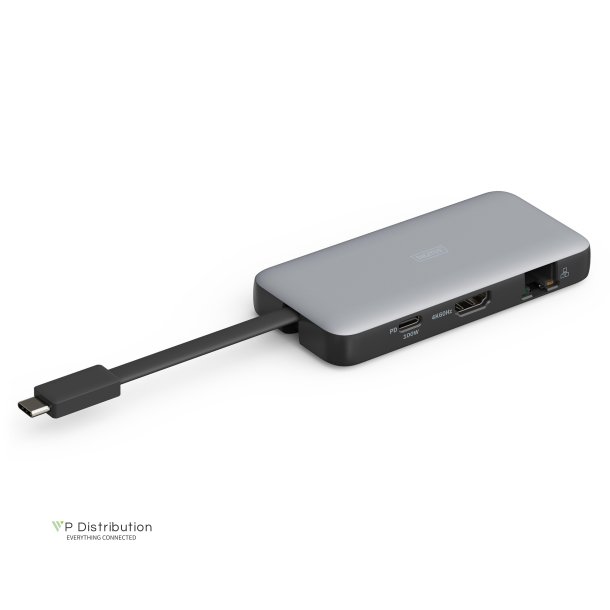 USB-C Travel Docking Station, 7-Port, 1x HDMI 2x USB 3.2 Gen 1, 1x RJ45, 1x SD,1x MicroSD, 1x PD