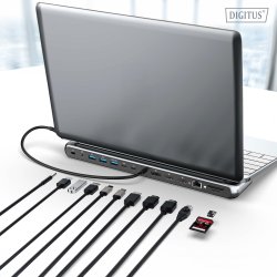 USB-C 8K Docking Station, 12-Port 2x HDMI, 1x DP, 3x USB-A, 1x USB-C, 1x RJ45, 1x PD