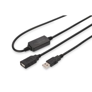Digitus Active USB 2.0 Repeater/Extension Cable, 10 m A/M to A/F, black