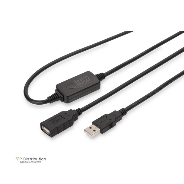 Digitus Active USB 2.0 Repeater/Extension Cable, 10 m A/M to A/F, black