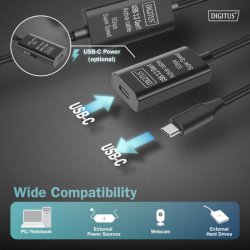 Active USB-C Extension Cable, 10m 5G, USB 3.2 Gen1, USB-C - USB-C (M/F)