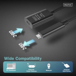Active USB 3.2 Gen2 10G extension cable, USB-C - USB-C, 5m