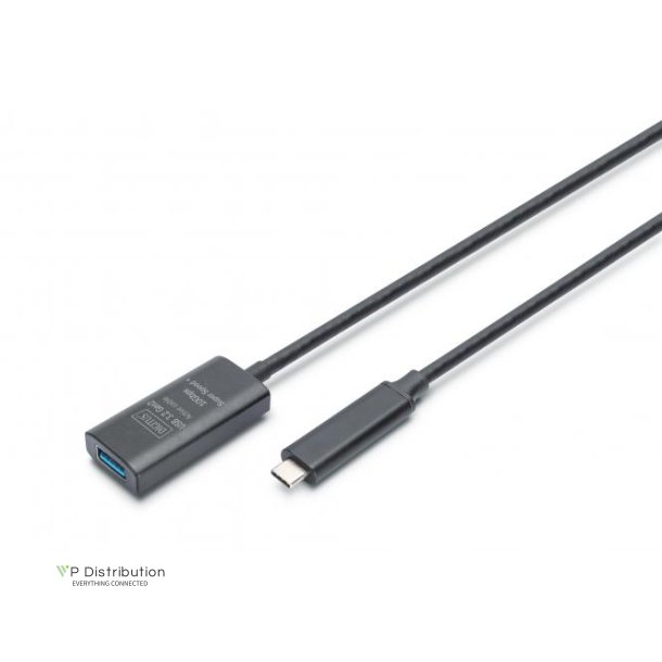 Active USB 3.2 Gen2 10G extension cable, USB-C - USB-A, 5m