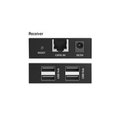 USB Extender, USB 2.0, 4x USB-A ports, 150m For use with CAT 6 (or higher) cable