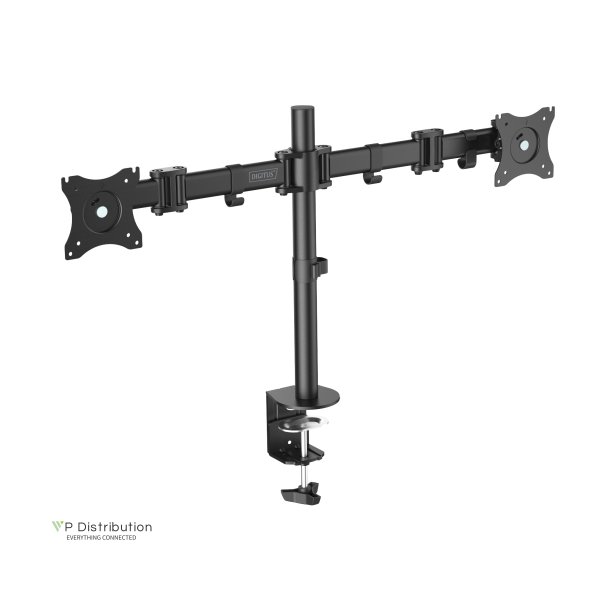 Digitus Dual Monitor Desk Clamp Mount, 15-27", black max. load 2x8Kg,VESA max100x100