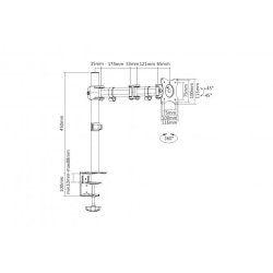 Digitus Single Monitor Desk Clamp Mount, 15-27",black max. load 8Kg, VESA max. 100x100