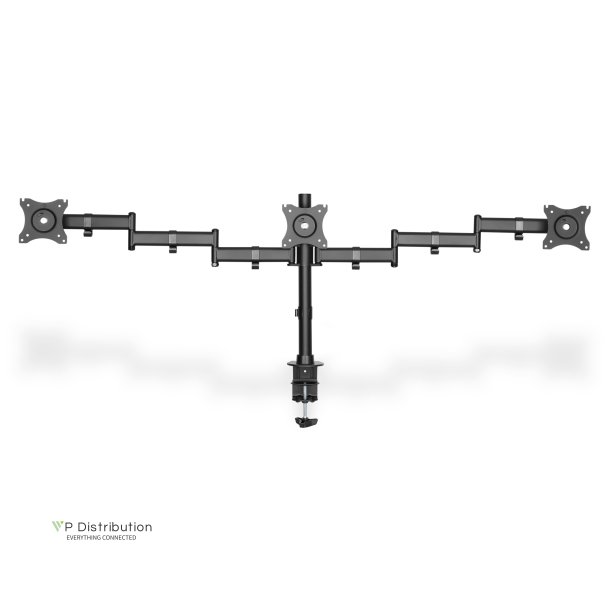 Digitus Triple Monitor Desk Clamp Mount, 15-27",black max. load 3x8Kg,VESA max. 100x100