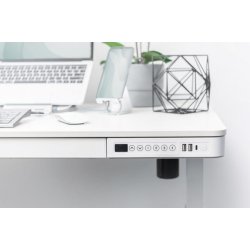 Digitus Electric height-adjustable Desk, 120x60x12cm top 50kg load, USB-charging ports, white