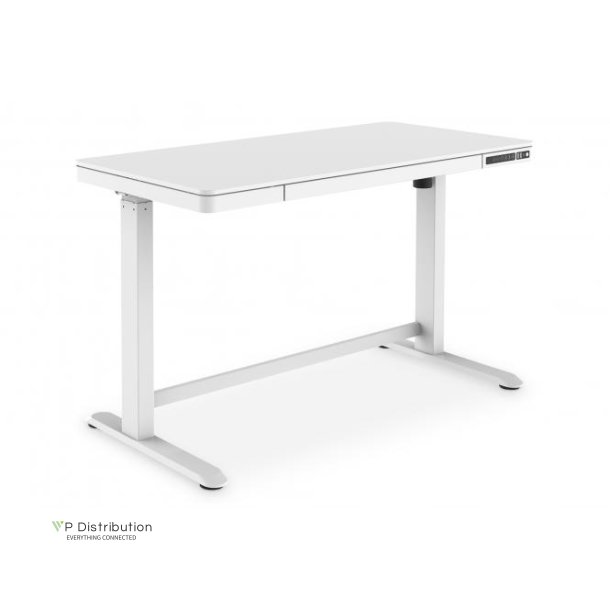 Digitus Electric height-adjustable Desk, 120x60x12cm top 50kg load, USB-charging ports, white