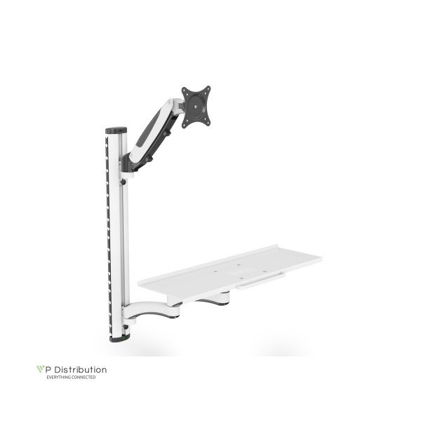 Digitus Workstation (Monitor, Keyboard, Mouse) Wall Mount 32 inch, 8 kg, VESA 75x75/100x100, white/black