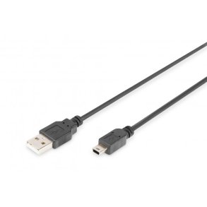 Digitus USB 2.0 connection cable, type  A - mini B (5pin) M/M, 1.0m, USB 2.0 conform, bl