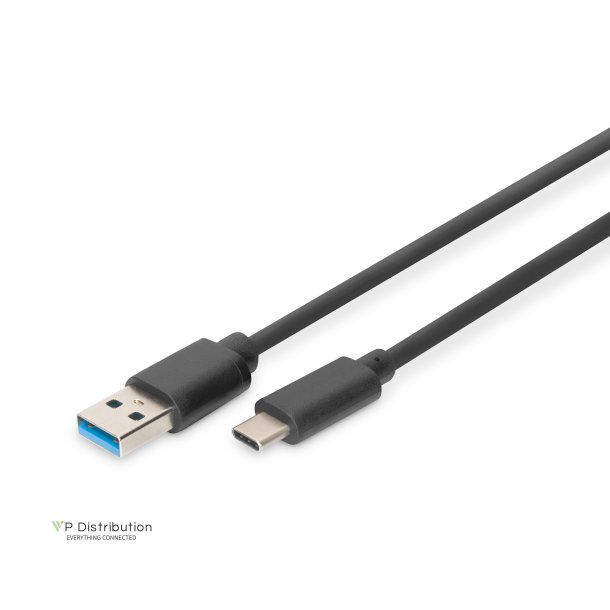 Digitus USB Type-C connection cable, type C to A M/M, 1.0m, 3A, 5GB, 3.0, bl