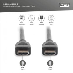 Digitus HDMI Ultra High Speed Connection Cable, Type A M/M, 1.0m, w/Ethernet, Ultra HD, 8K@60Hz, gold, bl