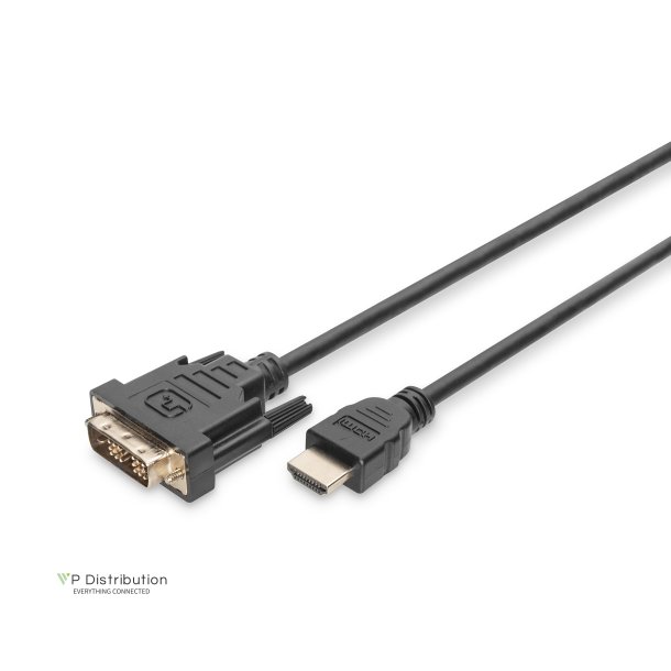 Digitus HDMI Adapter Cable, Type A-DVI(18+1) M/M, 2.0m, Full HD, bl
