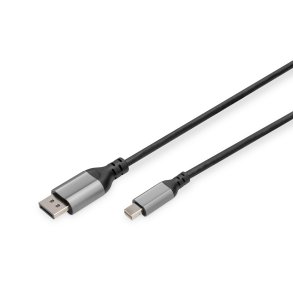 Digitus DisplayPort Connection Cable, Type mini DP - DP M/M, 2.0m, Alu Housing, UHD 8K, DP 1.4, bl