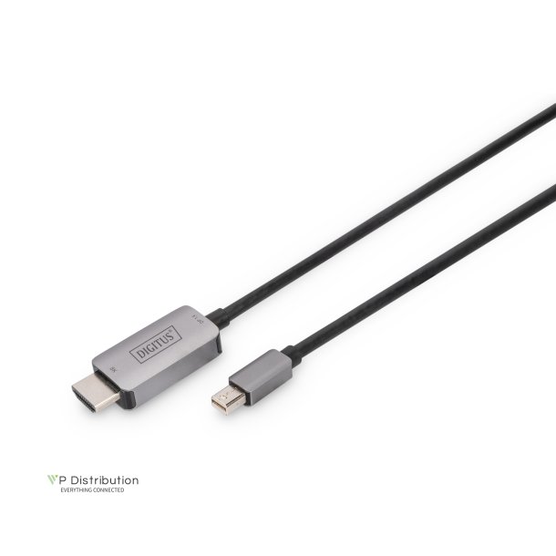 Digitus DisplayPort Adapter Cable, Type mini-DP - HDMI M/M, 1.0m, Alu Housing, UHD 8K, DP 1.4, bl