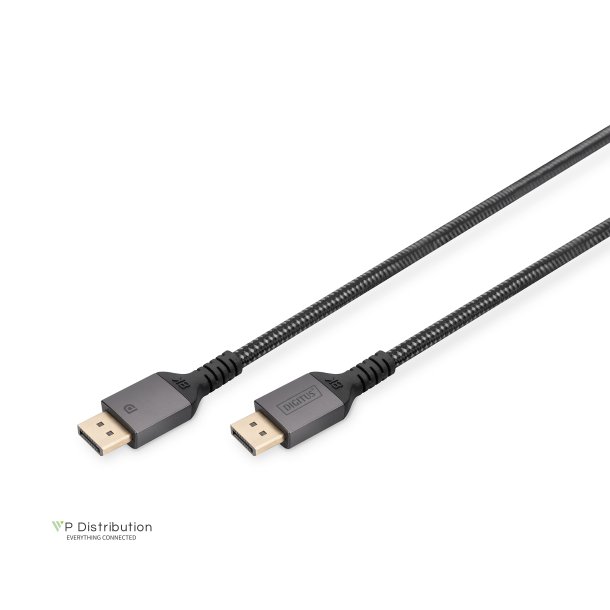 Digitus Premium DisplayPort Connection Cable, Type DP M/M, 2.0m, Alu Housing,gold, UHD 8K, DP 1.4, bl