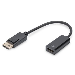 Digitus DisplayPort Adapter Cable, Type DP-HDMI A M/F, 0.15m,w/interlock, Full HD, DP 1.1a, bl