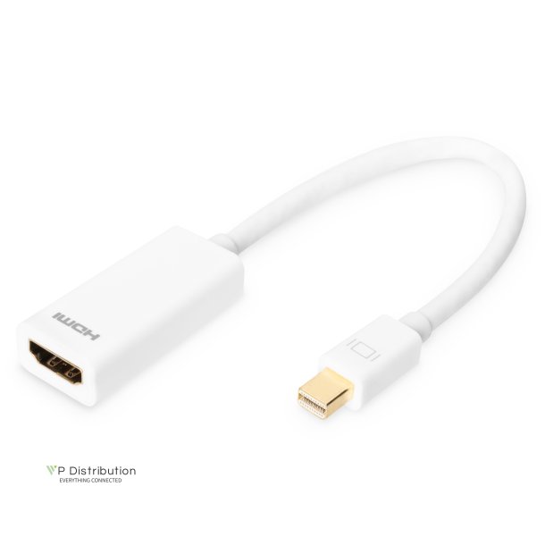 Digitus DisplayPort Adapter Cable, Type mini DP-HDMI A M/F, 0.15m, Full HD, DP 1.1a, wh