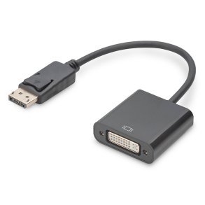 Digitus DisplayPort Adapter Cable, Type DP-DVI (24+5) M/F, 0.15m,w/interlock, Full HD, DP 1.1 , bl
