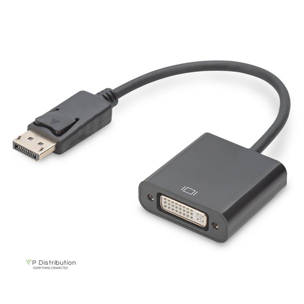 Digitus DisplayPort Adapter Cable, Type DP-DVI (24+5) M/F, 0.15m,w/interlock, Full HD, DP 1.1 , bl