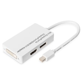 Digitus DisplayPort Splitter Cable,Type miniDP-DP,HDMI,DVI M/F, 0.2m, Full HD, DP 1.1a , wh