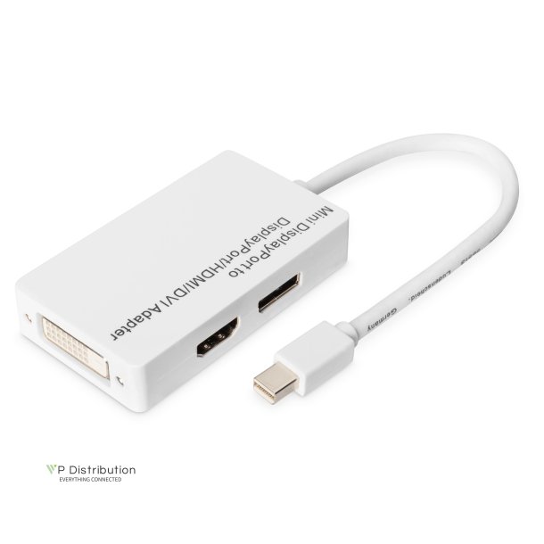 Digitus DisplayPort Splitter Cable,Type miniDP-DP,HDMI,DVI M/F, 0.2m, Full HD, DP 1.1a , wh