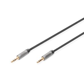 Digitus AUX Audio Cable  Stereo 3.5mm Male to Male Aluminum Housing ,Gold plated, NYLON Jacket, 1,8m