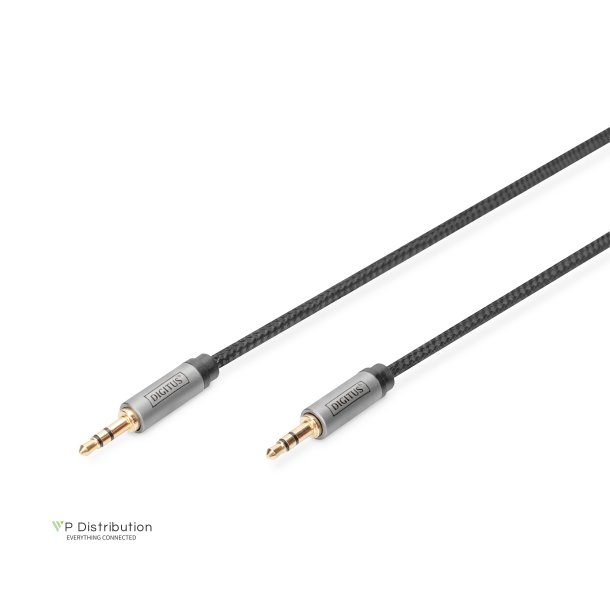 Digitus AUX Audio Cable  Stereo 3.5mm Male to Male Aluminum Housing ,Gold plated, NYLON Jacket, 1,8m
