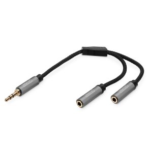 Digitus Stereo 3.5mm AUX AUDIO Splitter Y, M to 2*F Aluminum Housing ,Gold plated, NYLON Jacket 0,2m
