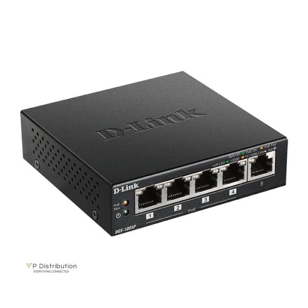D-Link DGS-1005P/E 5-Port PoE+ Switch Gigabit 4 PoE+ Ports 60W