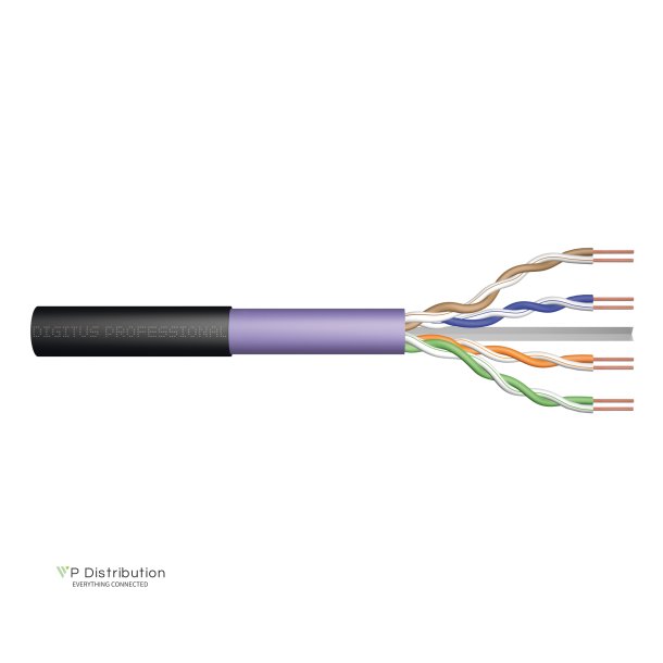 CAT 6 U-UTP outdoor installation cable, 250 MHz inner Eca (LSZH-1), AWG 23/1, 500m drum, sx, bl/pu