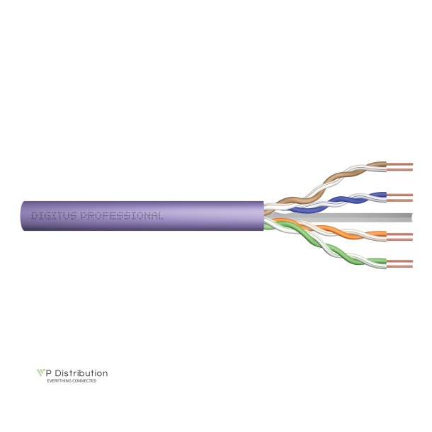 CAT 6 U-UTP installation cable, 250 MHz Eca (EN 50575), AWG 23/1, 500 m drum, sx, purple