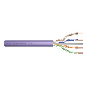 CAT 6 U-UTP installation cable, 250 MHz, AWG 23/1 Dca (LSZH-1), 305 m, paper box, simplex, purple