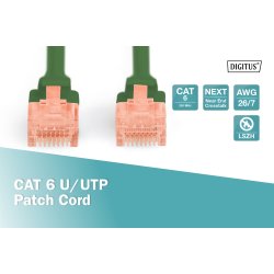 CAT 6 U-UTP patch cord, Cu, LSZH AWG 26/7, length 0.25 m, color green
