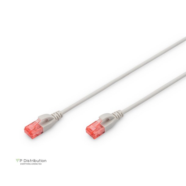 CAT 6 U-UTP slim patch cord, Cu, LSZH AWG 28/7, length 3 m, color grey