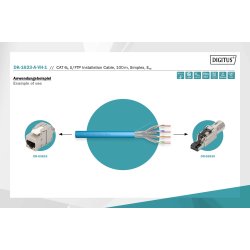 CAT 6A U-FTP installation cable, 500 MHz Eca (EN 50575), AWG 23/1, 100 m, drum, dx, blue