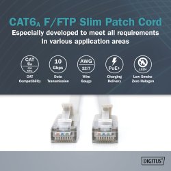 CAT 6A F-FTP Slim Patch cord, Cu, LSZH AWG 32/7, length 3m, Grey